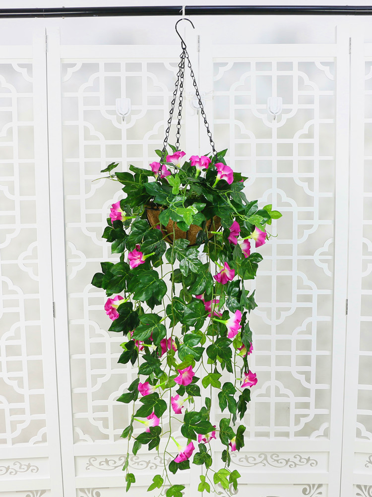 假花仿真牵牛花绿植物吊兰客厅藤蔓装饰玫瑰吊篮盆栽吊顶塑料.