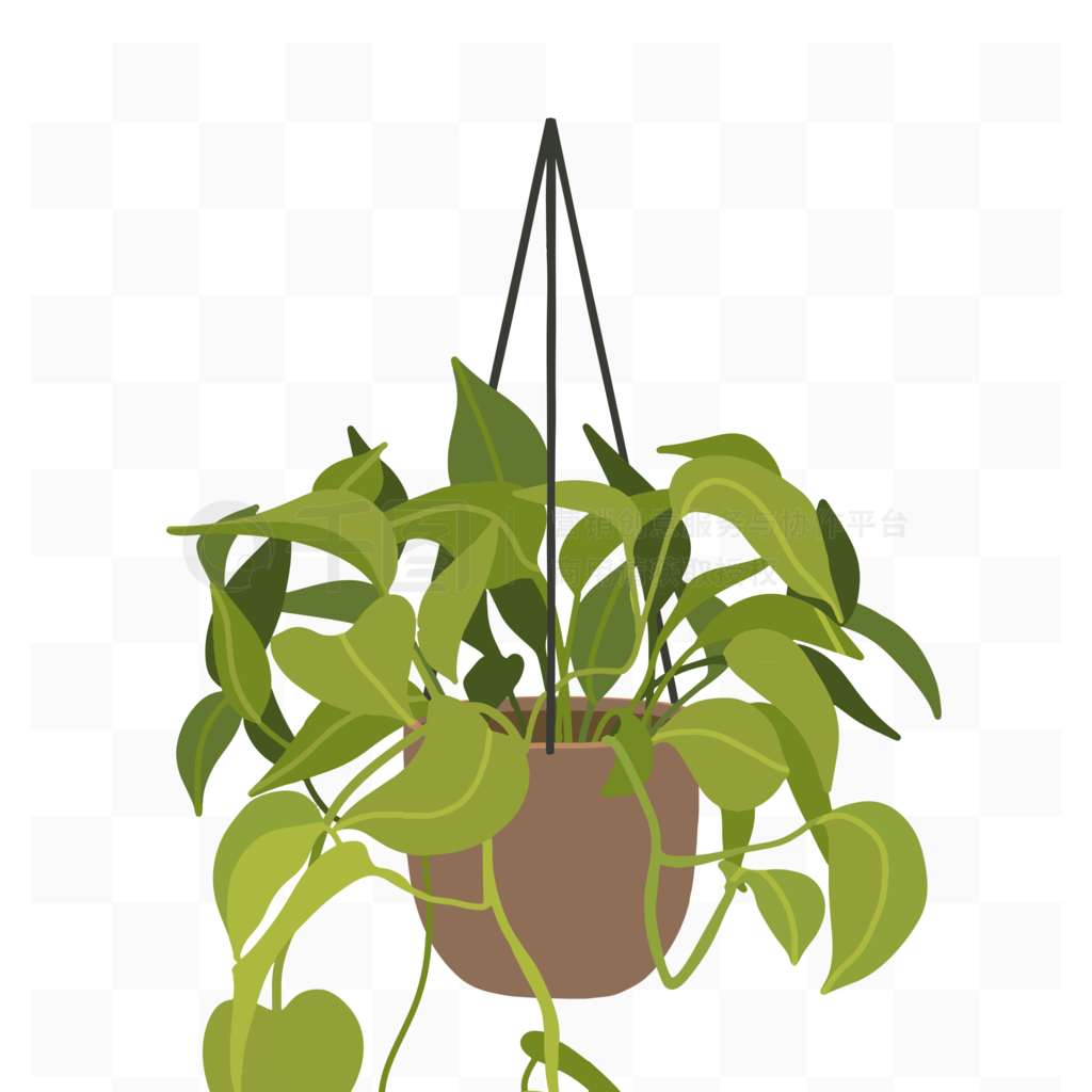 绿萝家居植物热带室内盆栽吊篮矢量图模板免费下载_eps格式_2180像素_编号43787335