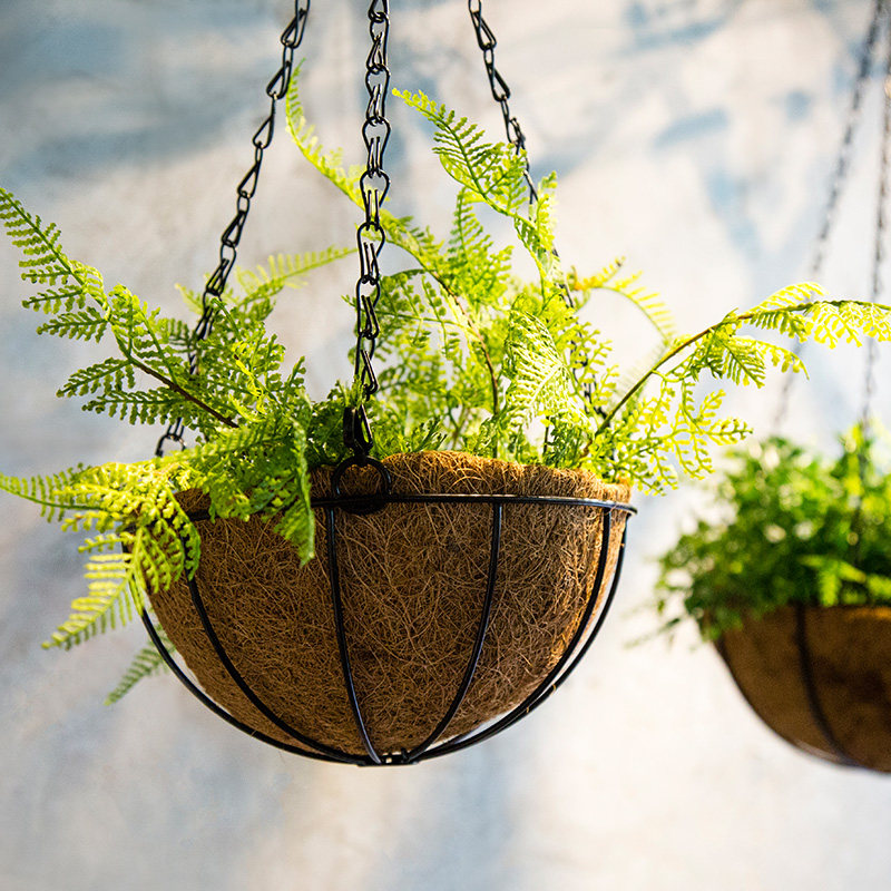 创意椰棕藤编吊篮花盆 增添幼儿园美感的自然装饰